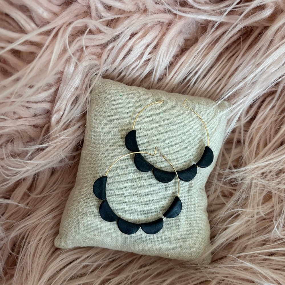 Black and Gold Hoop Earrings